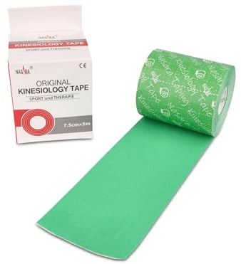 Nasara Original Kinesiologie Physio Tape für Sport und Medizin, Rollengröße 7.5cm x 5m, Grün