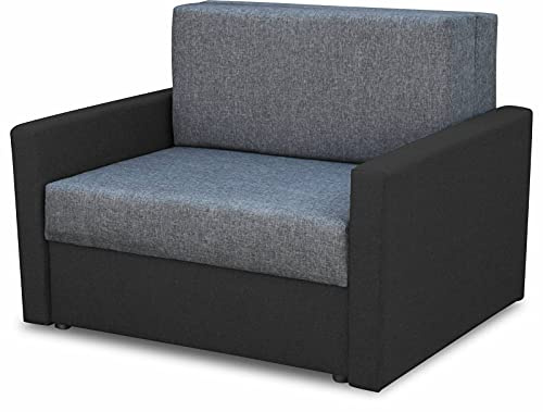 bonni Tedi 1 Lehnsessel, Sessel mit Schlaffunktion, Schlafsofa, Klappsofa, Schlafcouch, Bettsofa, vom Hersteller, Couch, Couchgarnitur, Sofagarnitur, Ideal für kleine Wohnungen (Schwarz/Graphit)