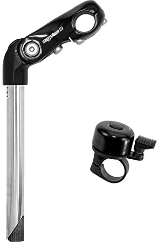 Ergotec Lenkervorbau Klemmung 25,4 mm Kobra Vario Tube Edelstahl verstellbar -10° bis +50° Lenker Vorbau 22,2-90/300 mm inkl. Fahrradglocke