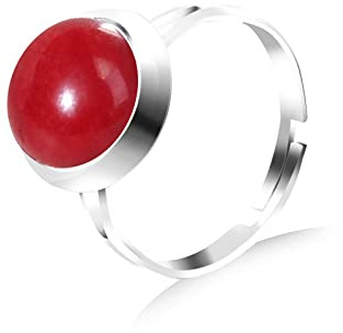 WLLDDDIU ASDFY Natürlicher Roter Chalcedon-Ring Kristall Runder Böhmen-Ring Verstellbarer Damen-Ring Mit Offenem Stein Reiki-Balance Knöchel-Finger-Ringe Ewigkeitsring Für Frauen, Mädchen, Männer