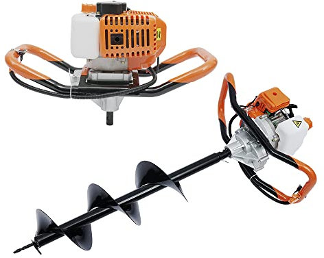 SanBouSi 52CC - Trivella a 2 tempi, a benzina, da giardino, per trapano, per palizzate di legno, con 3 punte