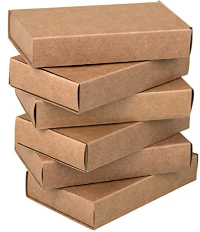Rayher Set of 6 Large Matchboxes for DIY Favour Boxes and Advent Calendar, Large Kraft Paper Matchbox for Crafts, brown, 11x6.5x2cm, 67381521