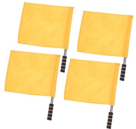 Veemoon 4 Stück Schiedsrichter Handflaggen Gelb Polyester Komfortabler Schwammgriff Leichte Signalflaggen Für Schiedsrichter Fußball Sportplatz Outdoor Wettkampf