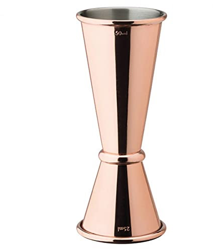 Stainless Steel Copper Jigger Spirit Measure - 25ml/50ml | Reversible Alcohol Pourer - Perfect Home Bar Accessories for Cocktail Making with Gin, Whiskey & Spirits