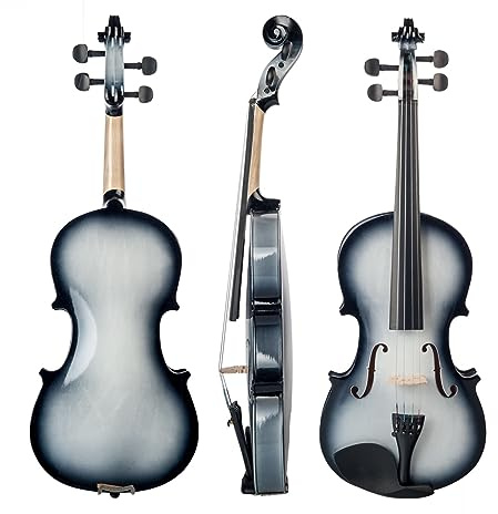 SCTOU Geige 4/4 Akustische Violine In Voller Größe, Lindenholz-Geige, Schwarze Massivholz-Geige Mit Tragetasche, Brasilholz-Bogen (Color : White Bk)