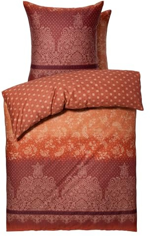 Bassetti Tivoli Bettwäsche + 1 Kissenhülle, aus 100% Baumwollsatin, in der Farbe Rot R1, Limited Edition, Maße: 135x200 cm + 80x80 cm - 9326666