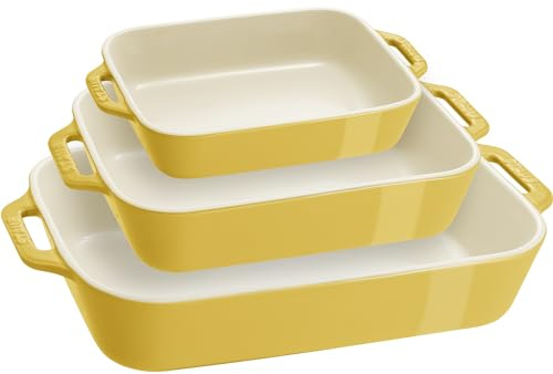 Staub Ceramic 3-pc Rectangular Baking Dish Set - Citron