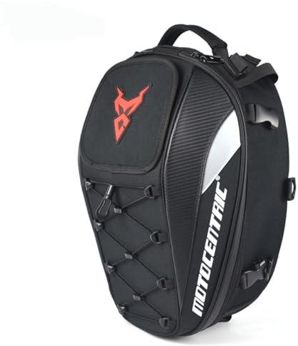 Mjmoto, Borsa impermeabile per moto, per coda, con capacità di 38L, multifunzione, borsa per sedile posteriore della moto, borsa per moto ad alta capacità, zaino per motociclista (Rosso)