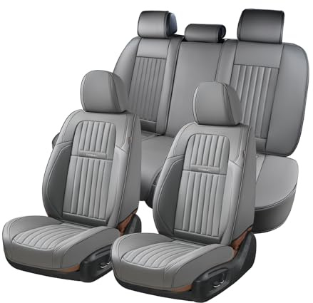 Coverado Car Seat Covers, Universal Car Seat Protector Nappa PU Leather, Auto Seat Cushion,Waterproof Seat Covers Front and Back 5PCS Fit for Most Cars, Pick-up Truck,Vans,SUV