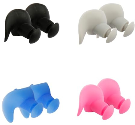 GroveEss 4 Pairs Silicone Swimming Ear Plugs,Waterproof Reusable Earplugs with Box,Swim Ear Training Protector for Kids Adults Beginners Ear Protection Pool Bath Showering Surfing Water Sports
