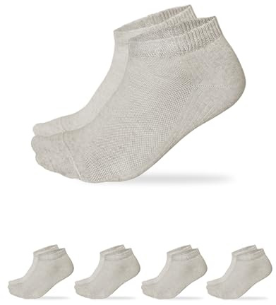 VITSOCKS Herr Linne-Bomull Tunn Lätt Sommar Ankelstrumpor (4 PAR) Andas Fräscha