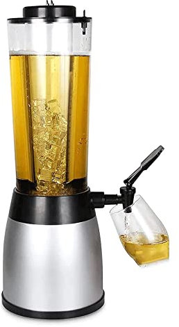 WHITEUQ Torre de Cerveza Dispensador de Bebidas Torre de Cerveza con Tubo de Hielo y Grifo Dispensador de Bebidas de Mesa de 2,5 l Torre de Bebidas