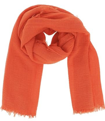 stylx Einfarbiger Schal Damen 20% Baumwolle 80% Viskose mit Fransen - Moderne und Fashion Damen Stola - Langer und Rechteckiger Tuch 180 cm x 90 cm - Dünnes und Weiches Schaltuch gecrept (orange)