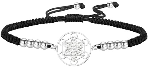 UNIFT Bracelet cube Metatron pour homme et femme en acier inoxydable avec pendentif en forme d'étoile de David avec breloque géométrique ajourée, One Size, Acier inoxydable, Pas de gemme