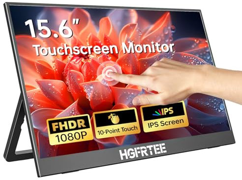 HGFRTEE 15,6 pollici monitor portatile touch screen FHD 1920 x 1080 IPS – display touch screen con USB-C/HD, montaggio VESA, modalità di protezione degli occhi per console, 15,6T