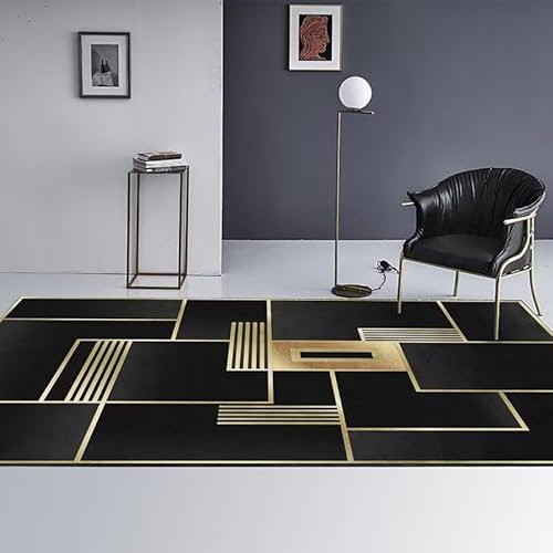 RUGMRZ Flokati Teppich Modernes, Minimalistisches, Modisches, Rutschfestes Sofa, Klassisches Arbeitszimmer Hotel Dekoration Schlafzimmer Schwarz Teppich Nach Mass Hall Teppiches Flokati Teppich Große