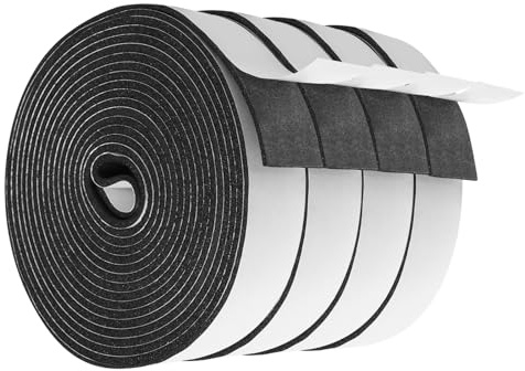Vefhby Dichtungsband Selbstklebend, 25mm(B) x 3mm(D) Moosgummi Selbstklebend Schaumstoff für Türen Fenster Schalldämmung Anti-Kollision Staubdicht Dichtband (25mm x 3mm x 5m-4 Rollen)