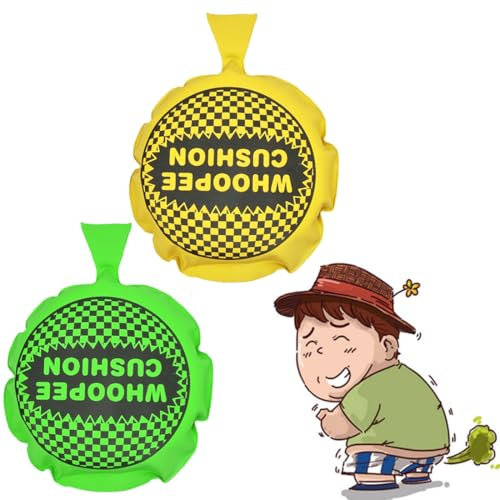 SIRLOMU 2 pezzi Retro cuscini per scoregge, cuscino scorreggione, scorregge finte, petofono, gag divertenti, articoli scherzosi per feste, barzellette sulle scoregge (giallo e verde)