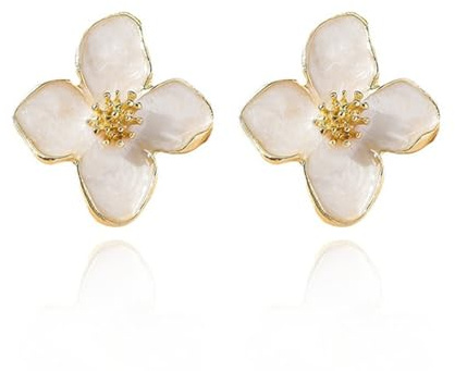 Flower Earrings for Women Statement Earrings Pink Floral Design Pearl Drop Spring Jewellery Trendy Fashion Gifts