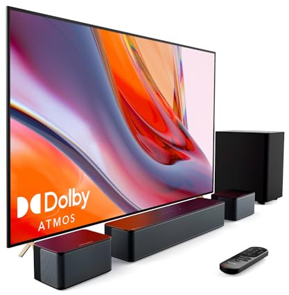 ULTIMEA 5.1 Canali Soundbar, Dolby Atmos, Subwoofer Wireless, 410W Home Theater Soundbar TV, Regolabili Surround e Bassi, Sound Bar Televisore con HDMI-eARC, Poseidon D60