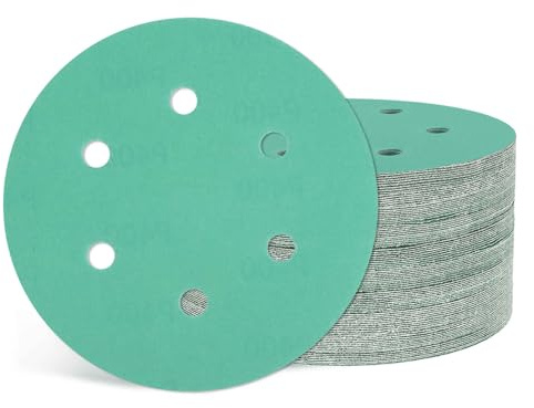 Kozelo 50Pcs Sanding Disc 152 mm 400Grit 6 Hole Sandpapers Green | Hook and Loop Orbital Sandpapers Suitable for Metal Wood Furniture DIY Grinding and Polishing