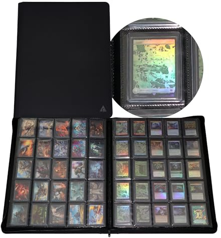 Alteagle Classeur à 25 poches, peut contenir 1000 chargeurs par le haut, album de classeur de cartes à chargement supérieur pour chargeurs supérieurs de 7,6 x 10,2 cm - Noir