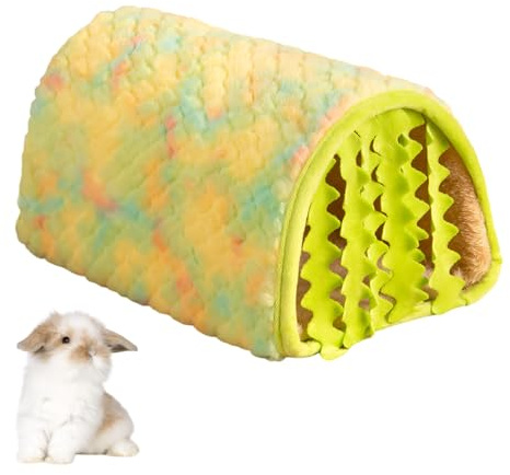 DONGKER Kaninchen Tunnel, Plüsch Meerschweinchen Kuscheltunnel, Waschbar Spieltunnel mit Vorhängen für Kleintiere, Meerschweinchen, Frettchen, Chinchilla, Igel