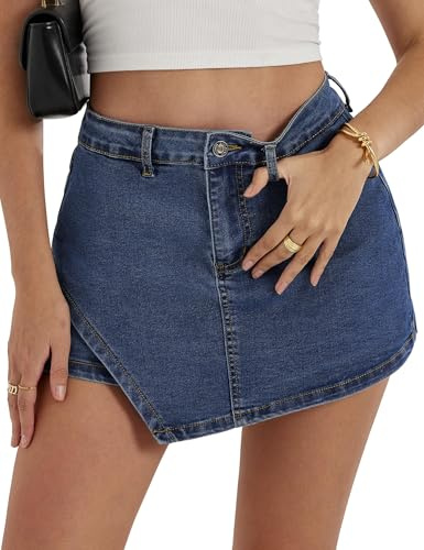 Fengbay Denim Skorts for Women Stretch High Waisted Casual Denim Mini Skirt