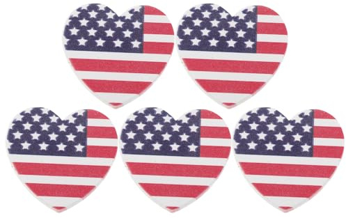 Gogogmee Nagelfil - Hjärtformad poleringsblock - Nagelfilar med tryck från USA-flaggan - Dubbelsidig svamp Manikyrverktyg för polering, formning och utjämning