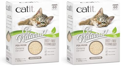 Arena para Gatos Aglomerante de Cascara de Guisante Go Natural, Sin Aroma (Paquete de 2)