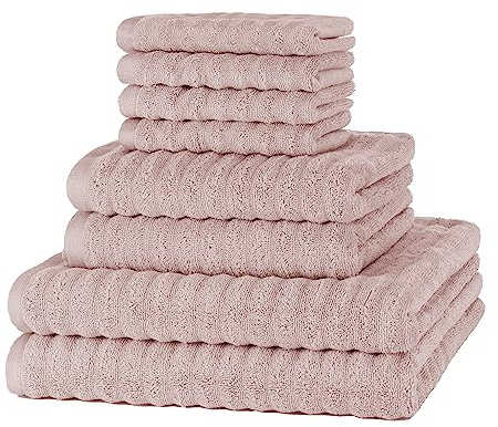 Merana Oslo handduksset | snabbtorkande, mjuk och luddfri | frotté-lyxkvalitet | 100 % bomull frotté | Oeko-TEX | 590 GSM | rosa (8 sparset | 4 gästhanddukar, 2 handdukar, 2 duschhanddukar)