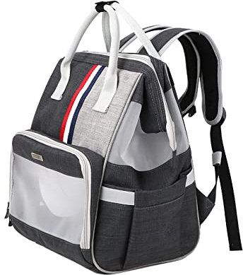 Galatée Haustier-Rucksack, Bequemer, Atmungsaktiver Katzenrucksack, Faltbarer Haustierrucksack Für Katzen Und Kleine Hunde, Tragbarer Hunderucksack Für Reisen, Wandern, Camping(Dunkelgrau)