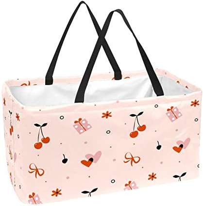 Cesta de la compra rectangular Cestas de lavandería Cajas de almacenamiento de tela Cerezas y caja