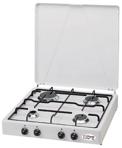 Fornello 4 fuochi a gas GPL smaltato bianco per uso esterno Made in Italy completo di regolatore di pressione e 1500 mm. di tubo gas - 542/GP