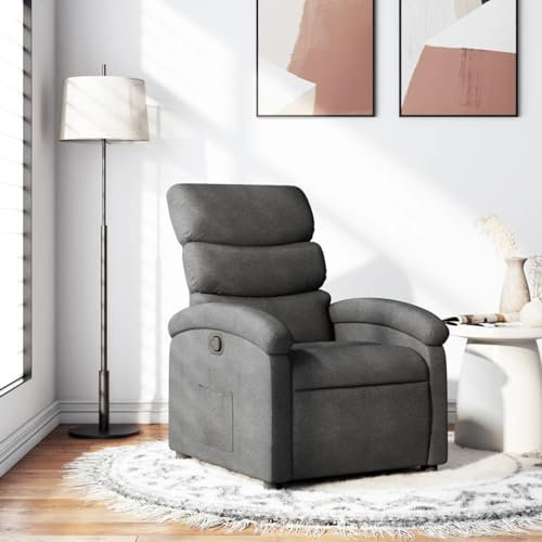 Homgoday Relaxsessel mit Liegefunktion Fernsehsessel Ruhesessel Verstellbare Rückenlehne Polstersessel Lesesessel Liegesessel Loungesessel Sessel für Wohnzimmer Dunkelgrau Stoff