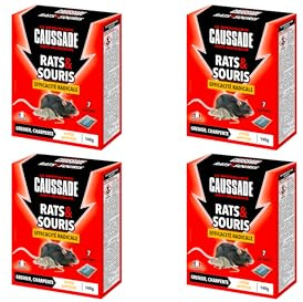 Caussade Anti-Rats & Souris - 28 Sachets Céréales - 560g | Efficacité Radicale - 4x7 Sachets - Prêt à l'Emploi - Hyper Appétent - CARSCDF140X4