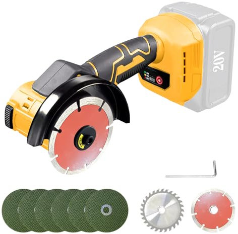Amoladora angular inalámbrica compatible con batería Dewalt de 20 V máximo, 4 pulgadas, 8 discos de corte, sin escobillas, 8000/10000/12000 RPM, amoladora angular portátil (herramienta básica) (sin