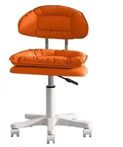 Tabouret pivotant avec dossier en cuir PU - Hauteur réglable - Avec roulettes - Poulie silencieuse