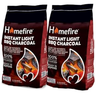 Homefiire Instant Light BBQ Charcoal 4 x 1kg | Ready to Use, Fast Lighting | Clean, Convenient BBQ Fuel | No Firelighters Needed | Ideal for Picnics, Camping & Garden Grills
