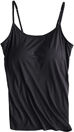 Générique Camisole pour Femme Top Soutien Gorge Intégré Débardeurs Summer sans Coutures Caraco Coton Noir Armatures Tenue De Vacances À La Plage Débardeur avec Debardeur Integre