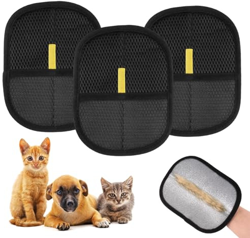 3 Pièces Gants Anti Poils Animaux,Gant Ramasse Poils Chat,Gants Antistatiques pour Poils d'animaux,Gants de Toilettage Double Face,Gant D'épilation pour Chat Réutilisables pour Canapé,Tapis,Meubles