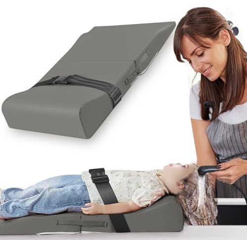 Hair Washing Station for Kids, Sink Shampoo Foam Pad, Anti-Tip Ergonomic Shampoo Neck Support for Kids, Provides Comfortable Support for Sink-Mounted Shampoo Pad (Dark Gray)