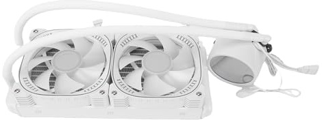Plyisty AIO Liquid CPU Cooler with 2.2 Inch LCD Display, Dual Fan Cooling for AM4 AM5, Suitable for DIY Computer Builders (White)