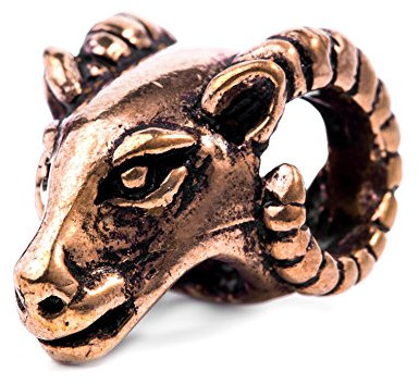 Windalf Wikinger Haarperle & Bartperle Merlin 13 mm Widderkopf Bronze