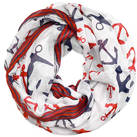 Soul-Cats Loopschal mit Ankermotiv, Farbe: weiß