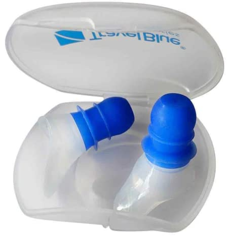 Travel Blue Flugzeug Ohrstöpsel zum Schlafen - 100% Silikon Wiederverwendbar Earplugs für Flugreisen, Druckreduzierung & Lärmschutz - Hygienisch, Einfache Reinigung, Für Erwachsene Geeignet