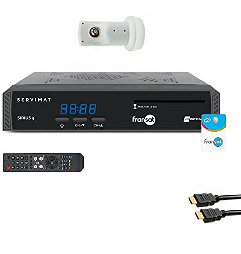 Pack SERVIMAT Récepteur TV Satellite HD + Carte Fransat PC6 + Câble HDMI + LNB Single
