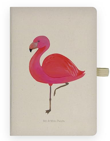 Mr. & Mrs. Panda DIN A4 Baumwoll Notizbuch Flamingo Classic - Geschenk, Kariert, Rosa, Liniert, Geschwister, Blanko, Prächtig, Hardcover, Ich, Tochter