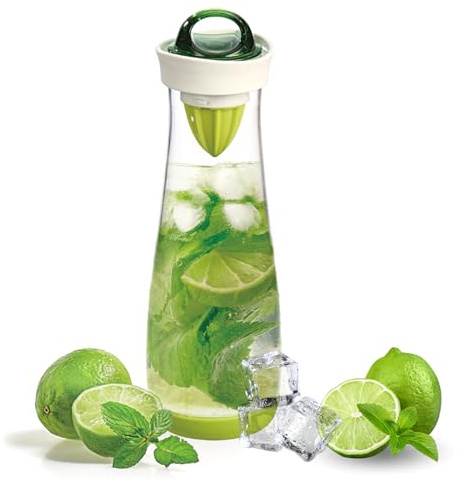 bremermann Karaffe 2in1 - inkl. herausnehmbarem Infuserstab und Zitruspresse, perfekt für aromatisierte Getränke, 1.1 Liter Fassungsvermögen, Getränkeflasche mit Deckel, aus Kunststoff, grün