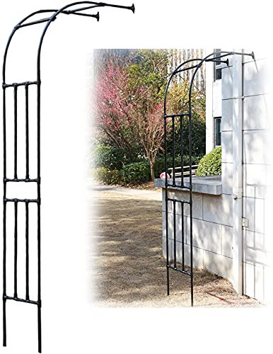 WXZX Arche À Rosiers Demi-latérale,Aides À l'escalade,Gloriette/Arceau en Métal, Arche De Jardin en Métal en Fer Forgé Décoratif, 2.4m Support d'escalade, Assemblage Facile (Noir, Blanc)